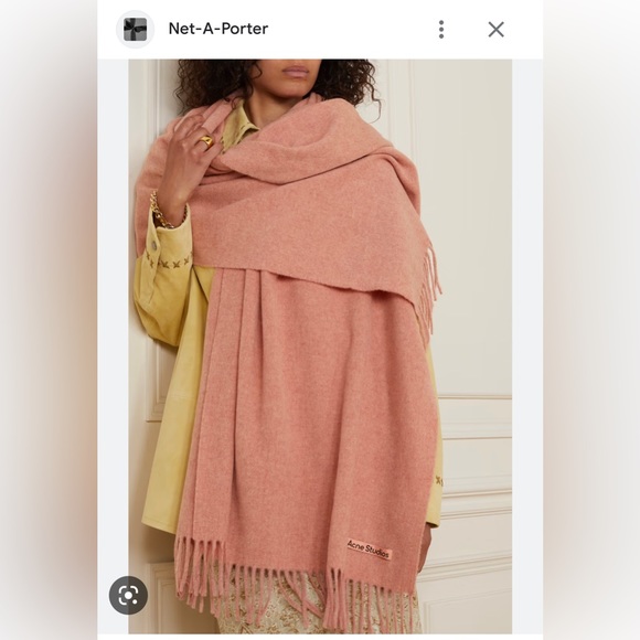 Acne Studios Fringe Wool Scarf in Pink Melange - Picture 4 of 4